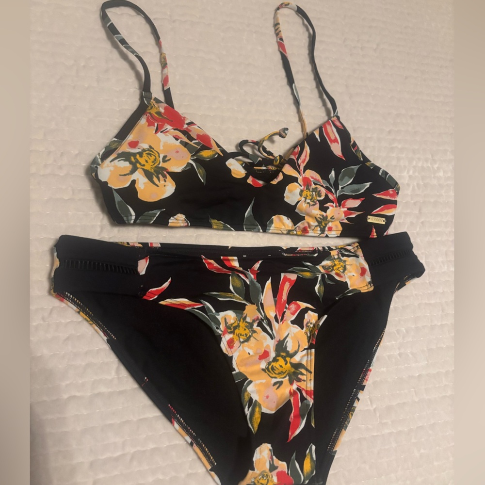 Roxy Floral Bikini - Black and Yellow